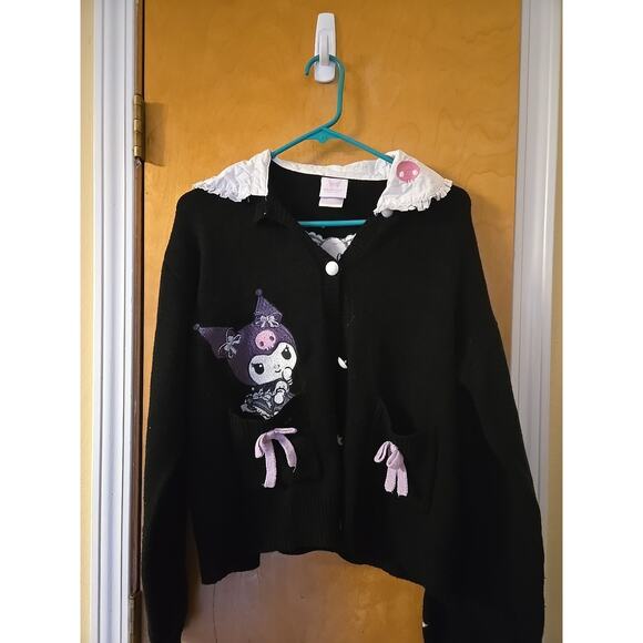 Sanrio Black Cardigan Sweater with Lavender Accents - Picture 2 of 9